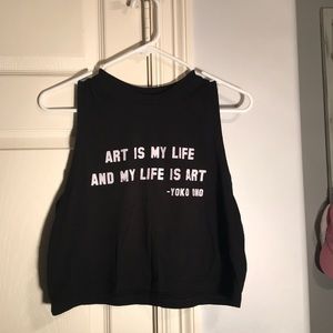 Graphic sleeveless tank.